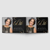 Elegant Photo Black and Gold 60th Birthday Gästebuch (Voll)