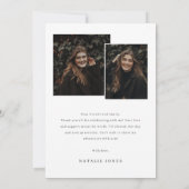 Elegant Photo Black and White Graduation Dankeskarte (Rückseite)