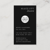 Elegant Photo Black QR Code Social Icons Makeup Bu Visitenkarte (Rückseite)