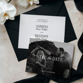 Elegant Photo Black & White Save the Date Card
