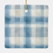 Elegant Photo Blue Plaid Christmas Ornament (Rückseite)