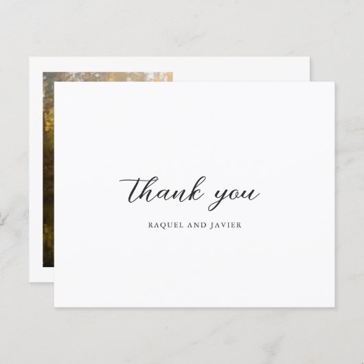 Elegant Photo Budget Wedding Thank You Card (Vorne/Hinten)