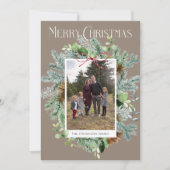 Elegant Photo Christmas Greenery Greeting Card (Vorderseite)