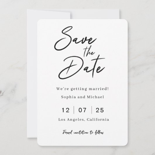 Elegant Photo Collage Save the Date Card (Rückseite)