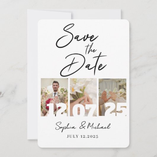 Elegant Photo Collage Save the Date Card (Vorderseite)