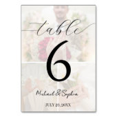 Elegant Photo Collage Wedding Table Number Card Tischnummer (Rückseite)