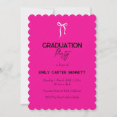 Elegant Photo Coquette Black Pink Bow Graduation  Einladung (Rückseite)