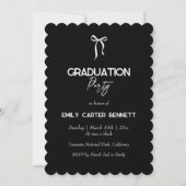 Elegant Photo Coquette Black White Bow Graduation  Einladung (Rückseite)