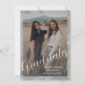 Elegant photo double graduation Announcement Einladung (Rückseite)