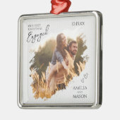 Elegant Photo First Christmas Engaged Ornament Aus Metall (Links)