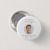Elegant Photo Funeral Memorial In Loving Memory Button (Vorne & Hinten)