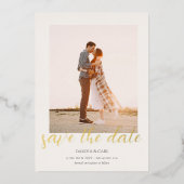 Elegant Photo Gold Save the Date Folieneinladung (Vorderseite)