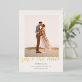 Elegant Photo Gold Save the Date Folieneinladung (Stehend vorne)