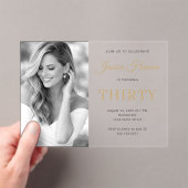 Elegant Photo Gold Script Minimal 30th Birthday Acryleinladungen (Insitu (Handheld))