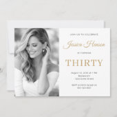 Elegant Photo Gold Script Minimal 30th Birthday Einladung (Vorderseite)