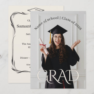 Elegant Photo Grad Party | Modern Minimalist Grad  Einladung