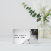 Elegant Photo Grey White Massage Therapist Visitenkarte (Stehend Vorderseite)