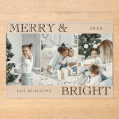 Elegant Photo | Merry and Bright Christmas Card Acryleinladungen (Vorderseite)