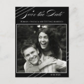 Elegant Photo Minimalist Black White Save the Date Postkarte (Vorderseite)