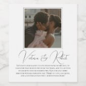 Elegant Photo Modern Toast Personalized Wedding Weinetikett (Einzelnes Label)