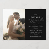 Elegant Photo & Monogram Black Engagement Party Einladung (Vorderseite)