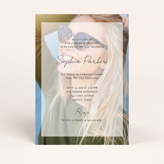 Elegant Photo Overlay | Graduation Party Einladung