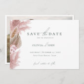 Elegant Photo Pampas Grass Wedding Save the Date (Vorne/Hinten)