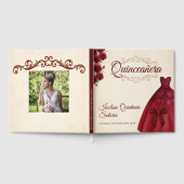 Elegant Photo Quinceanera 15th birthday Burgundy Gästebuch (Voll)