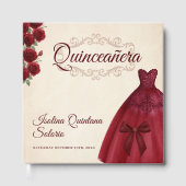 Elegant Photo Quinceanera 15th birthday Burgundy Gästebuch (Vorderseite)