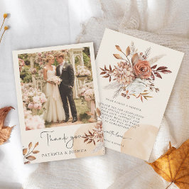 Elegant Photo Rustic Autumn Wedding Thank You Card Dankeskarte