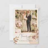 Elegant Photo Rustic Autumn Wedding Thank You Card Dankeskarte (Vorderseite)