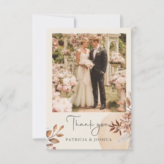 Elegant Photo Rustic Autumn Wedding Thank You Card Dankeskarte (Vorderseite)