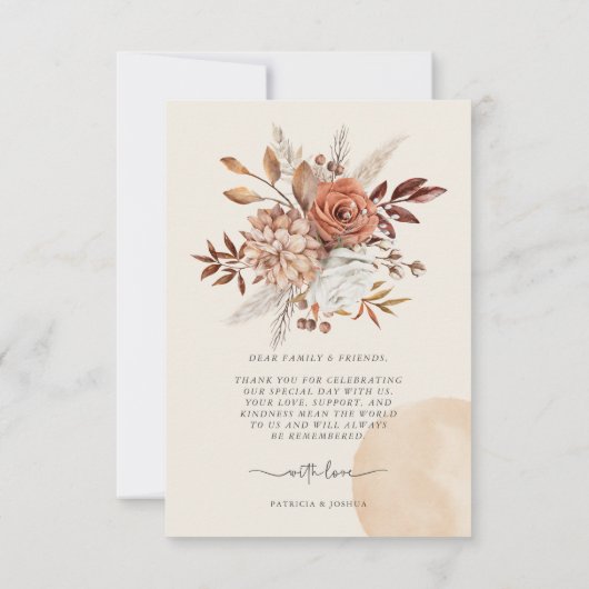 Elegant Photo Rustic Autumn Wedding Thank You Card Dankeskarte (Rückseite)