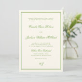 Elegant Photo Sage Green Wedding Einladung (Stehend Vorderseite)