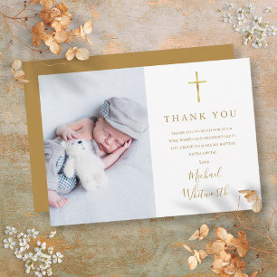 Elegant Photo Signature Script Baptism Dankeskarte