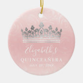 Elegant Photo Silver and Blush Pink Quinceanera Keramik Ornament (Vorne)