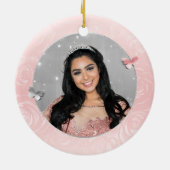 Elegant Photo Silver and Blush Pink Quinceanera Keramik Ornament (Hinten)