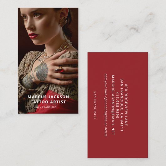 Elegant Photo Tattoo Artist Visitenkarte (Vorne/Hinten)
