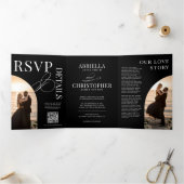 Elegant Photo Tri-Fold Wedding Invitation Dreifach-gefaltete Programmkarte (Innenseite)