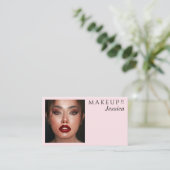 Elegant Photo Typography Blush Pink QR Code Makeup Visitenkarte (Stehend Vorderseite)