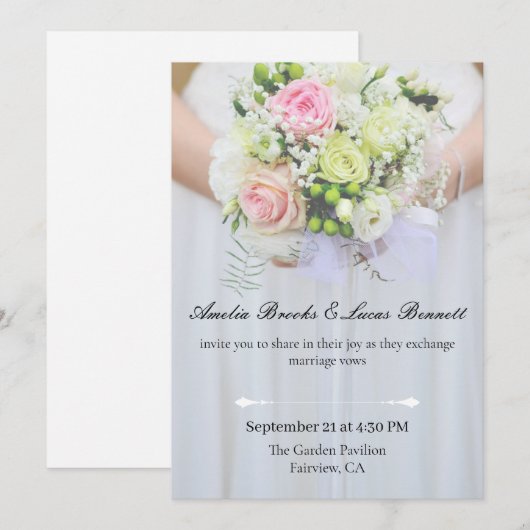 Elegant Photo Wedding Invitation Card Einladung (Vorne/Hinten)