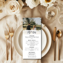 Elegant Photo Wedding Menu with Modern Script Menükarte