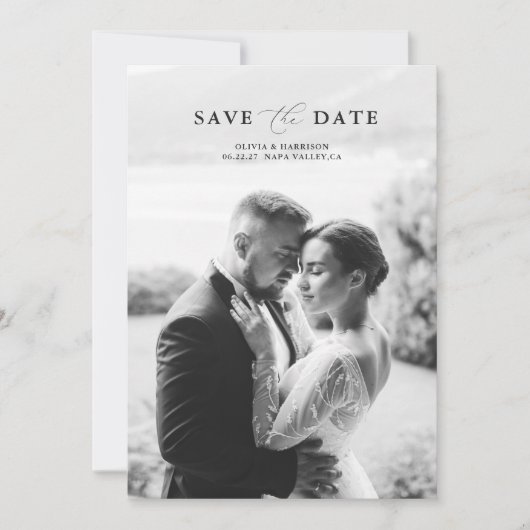 Elegant Photo Wedding Save the Date Einladung (Vorderseite)