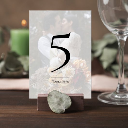Elegant Photo Wedding Table Number Card Tischnummer