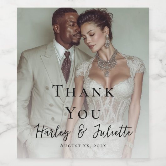 Elegant photo wedding weinetikett (Einzelnes Label)