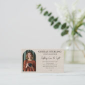 Elegant Photographer Linen Script Professional Visitenkarte (Stehend Vorderseite)