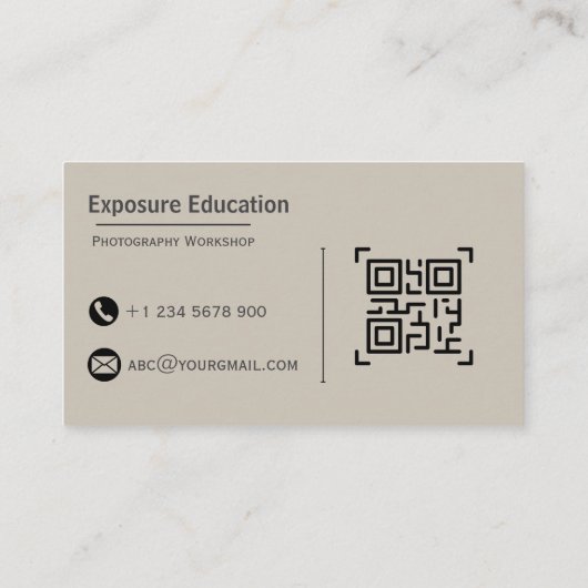 Elegant Photography Workshop Brown Business Card Visitenkarte (Rückseite)