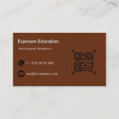 Elegant Photography Workshop Brown Business Card Visitenkarte (Rückseite)