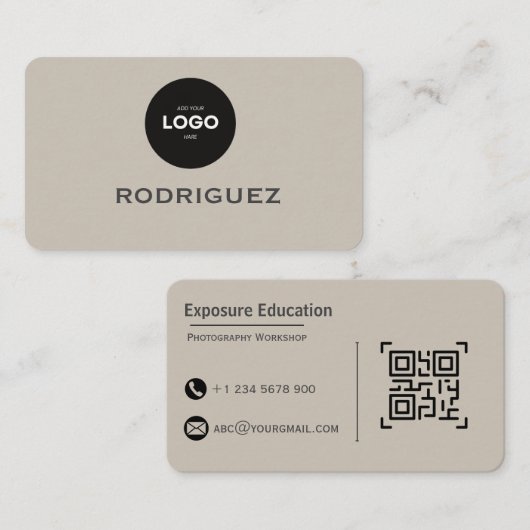 Elegant Photography Workshop Brown Business Card Visitenkarte (Vorne/Hinten)