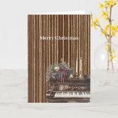 Elegant Piano Gold Brown Stripes Christmas Karte (Gelbe Blume)